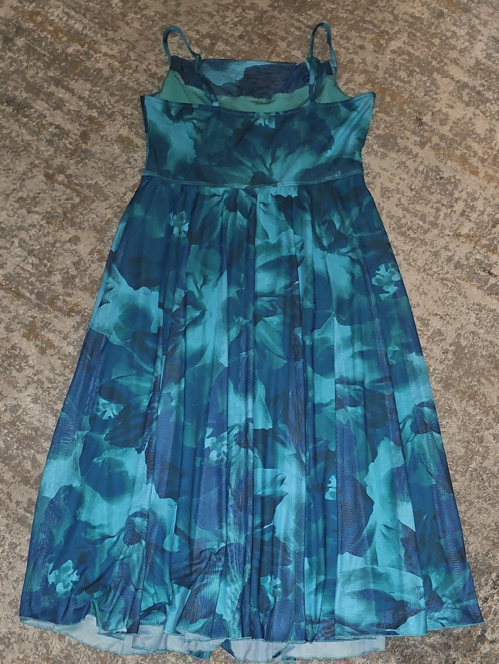 BTFBM Blue Green Floral Mesh Dress XL - Picture 8 of 8